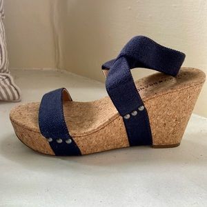 Lucky Brand Navy Blue cork wedges